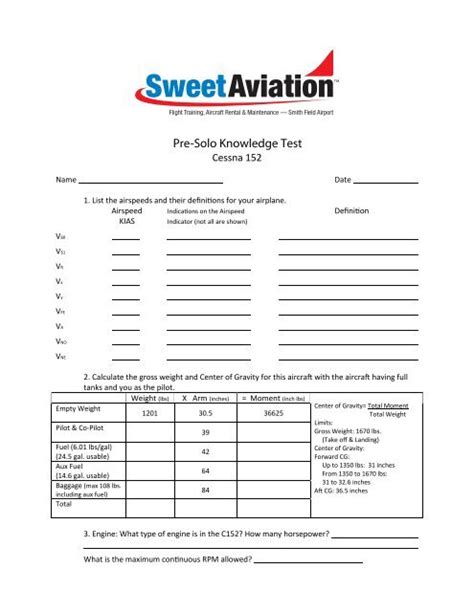 Pre Solo Written Exam Answers Cessna 152 PDF