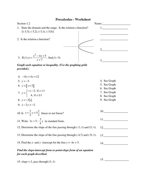 Precalculus Worksheets With Answers Free Kindle Editon