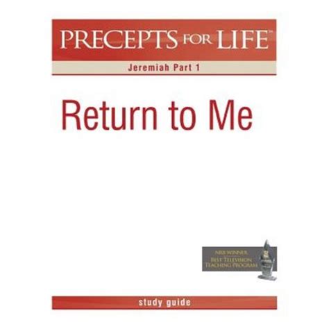 Precepts For Life Study Guide Return to Me Jeremiah Part 1 Reader