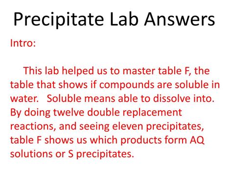 Precipitate Lab Answers Kindle Editon