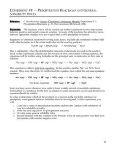 Precipitation Reactions And Solubility Rules Lab Answers Reader