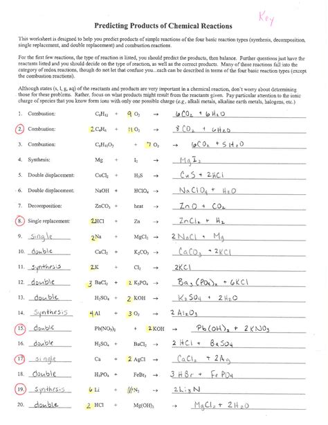 Predicting Products Worksheet Answer Key Reader