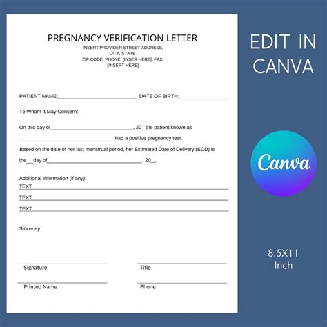Pregnancy Verification Letter Template