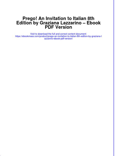 Prego An Invitation To Italian 8th Edition Ebook PDF