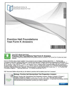 Prentice Hall Foundations Test Form K Answers Kindle Editon