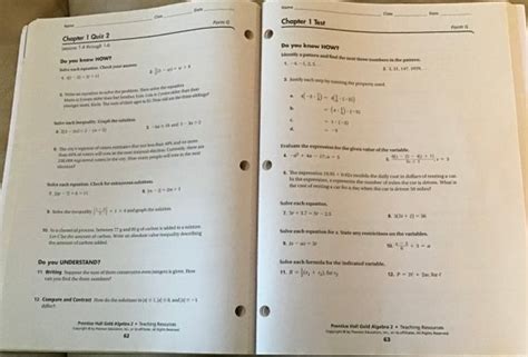 Prentice Hall Gold Algebra 1 Answers Chapter 9 PDF