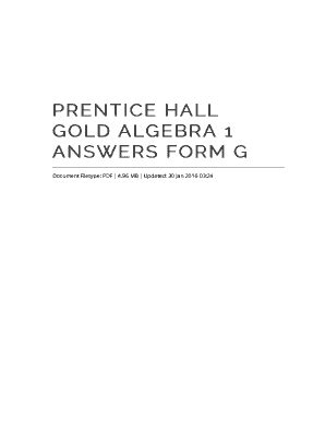 Prentice Hall Gold Algebra 1 Answers Sheet Kindle Editon