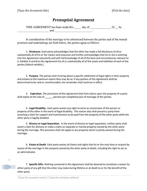 Prenuptial Agreement Template