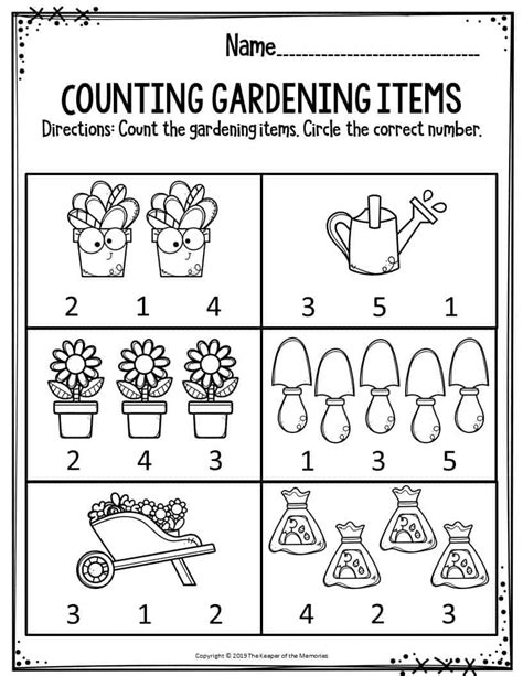 Preschool Gardening Worksheets Printable