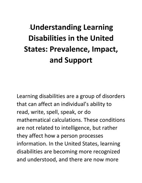 Prevalence and Impact of Disabilities