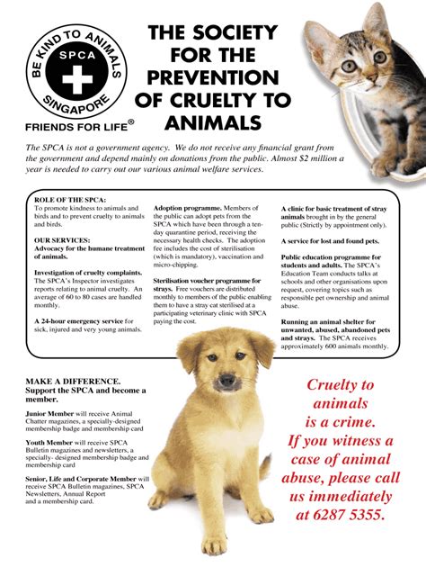 Prevention of Cruelty to Animals (SPCA)