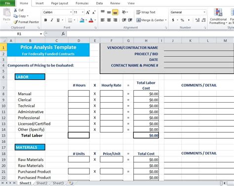 Price Analysis Template Excel