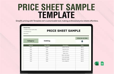 Pricing Spreadsheet Template