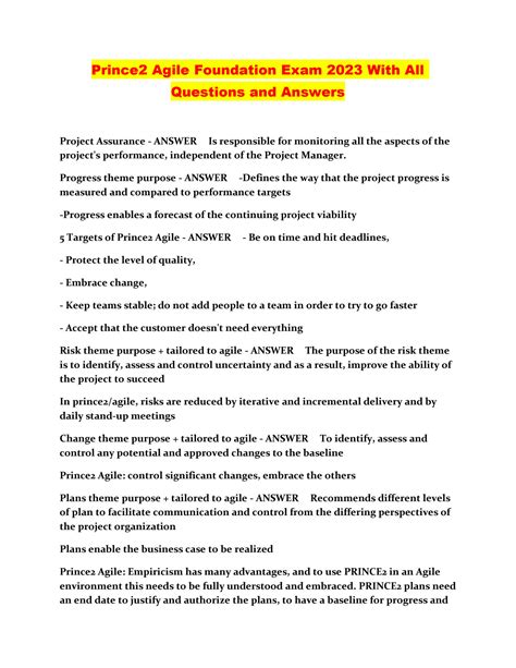 Prince2 2009 Exam Questions And Answers Kindle Editon