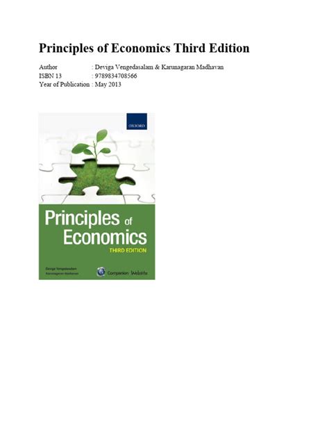 Principles Of Economics Third Edition Answer Key Reader