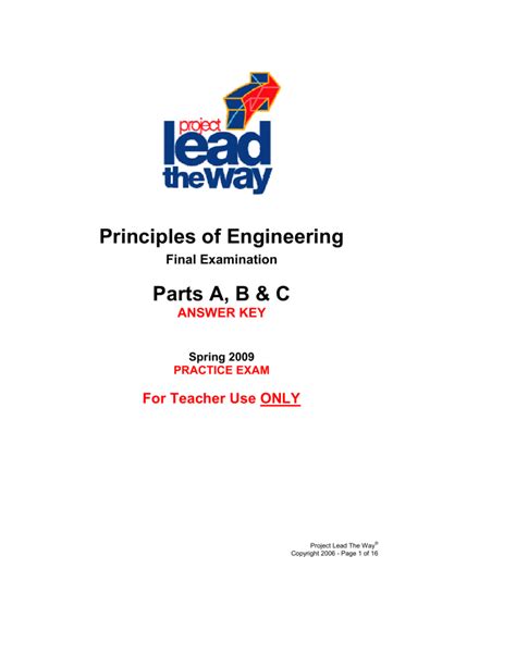 Principles Of Engineering Final Exam Answer Key Kindle Editon