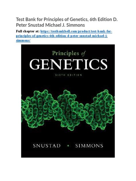 Principles Of Genetics Snustad 6th Edition Pdf Free Reader