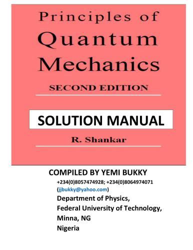 Principles Of Quantum Mechanics Solutions Doc