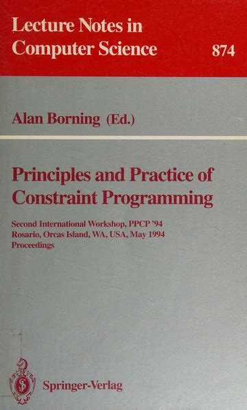 Principles and Practice of Constraint Programming Second International Workshop PDF