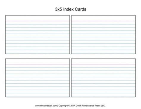Print Index Cards Template