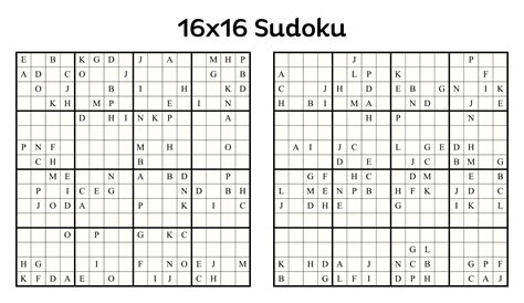 Printable 16x16 Sudoku