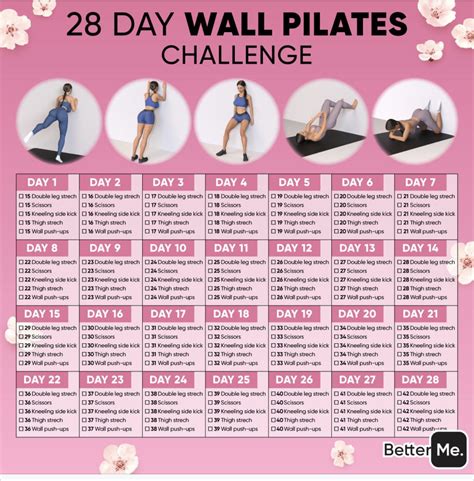 Printable 28 Day Wall Pilates Challenge