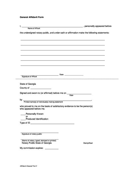 Printable Affidavit Form