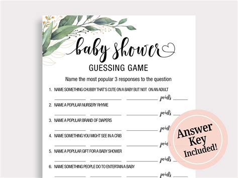 Printable Babyshower Games