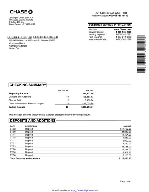 Printable Bank Statements