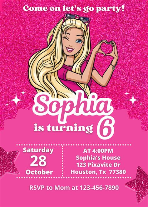 Printable Barbie Invitations