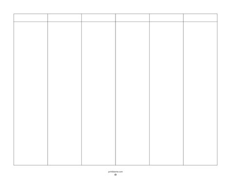 Printable Blank 6 Column Chart Template