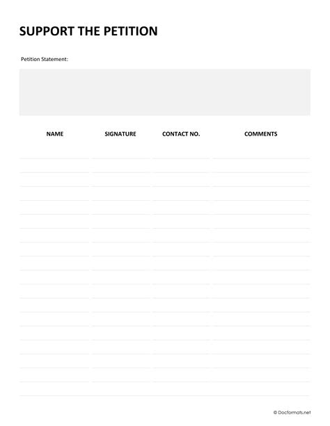 Printable Blank Petition Signature Sheet Template