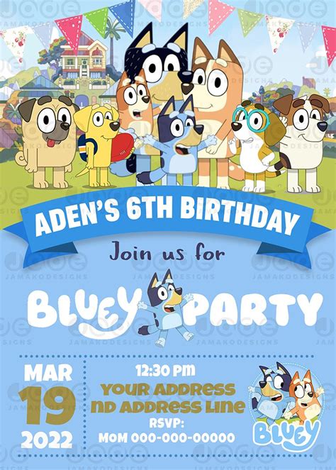 Printable Bluey Birthday Invitations