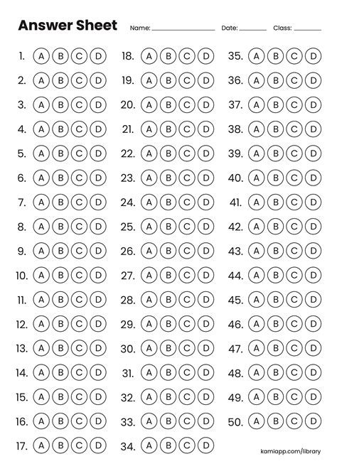 Printable Bubble Answer Document Doc