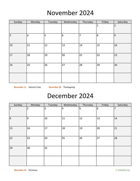 Printable Calendar November December