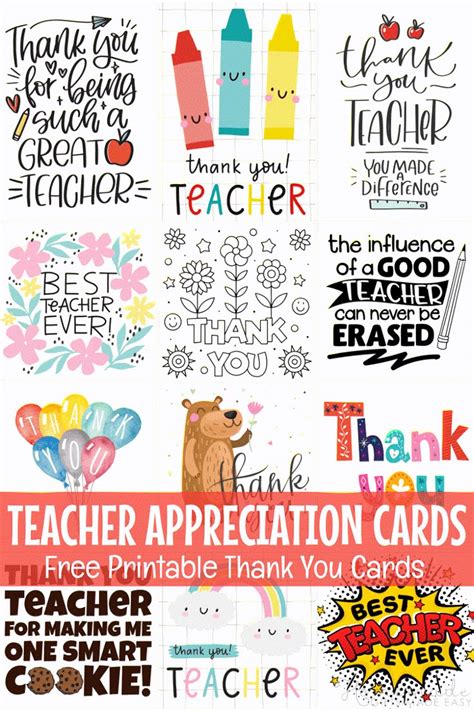 Printable Cards For Teacher Appreciation Week
