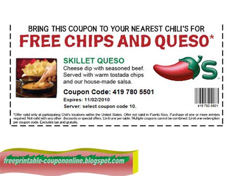 Printable Chilis Coupons