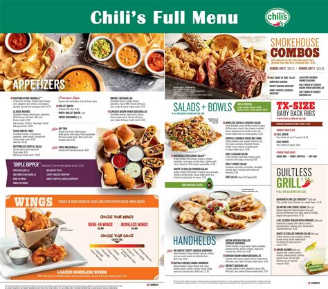 Printable Chilis Menu With Prices