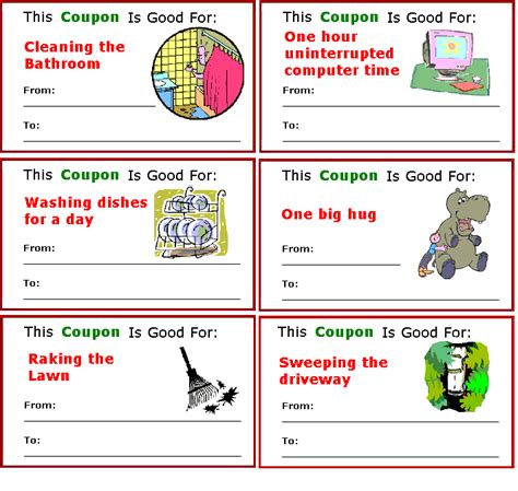 Printable Chore Coupons