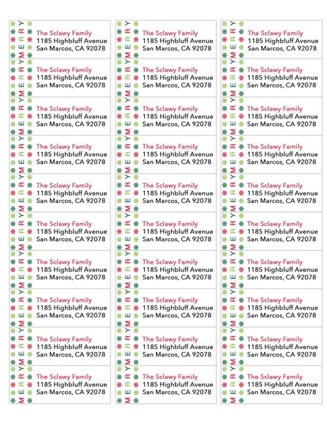 Printable Christmas Address Labels