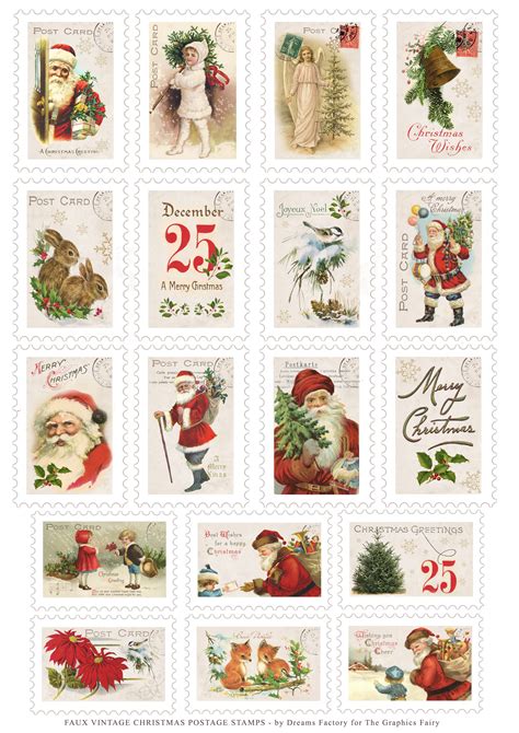 Printable Christmas Postage Stamps