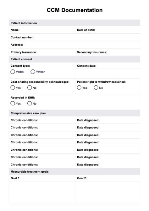 Printable Chronic Care Management Documentation Template