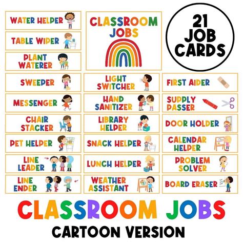 Printable Classroom Jobs Clipart
