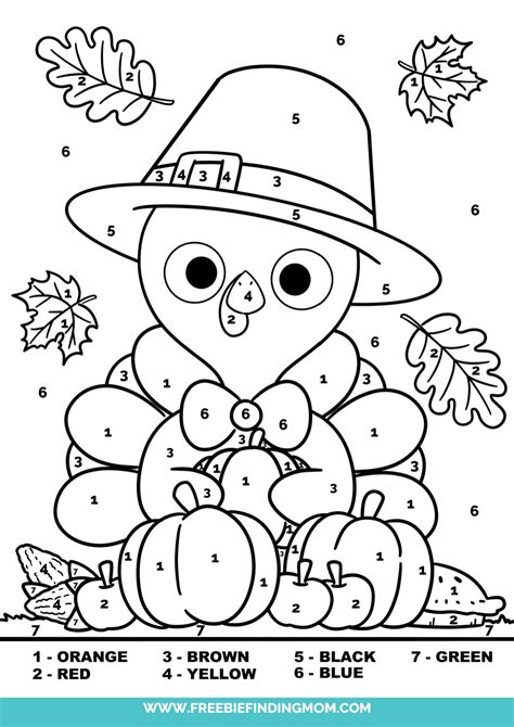 Printable Color By Number Thanksgiving