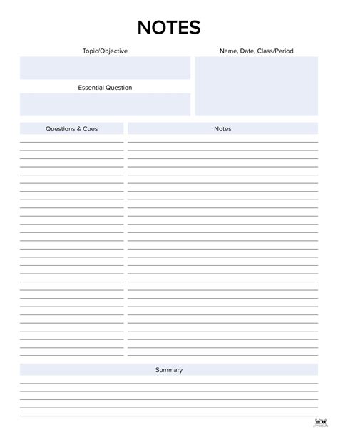 Printable Cornell Notes