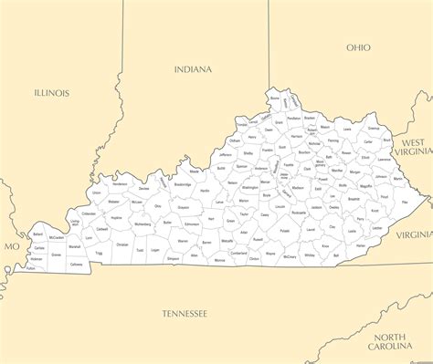 Printable County Map Of Kentucky