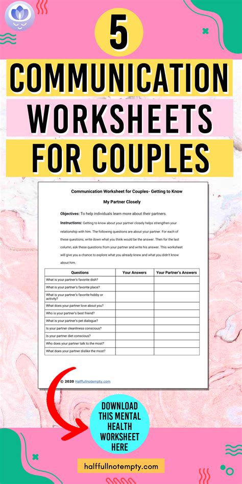 Printable Couples Communication Worksheets