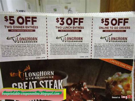 Printable Coupons For Longhorn Steakhouse