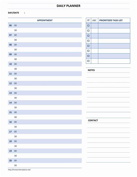 Printable Daily Agenda