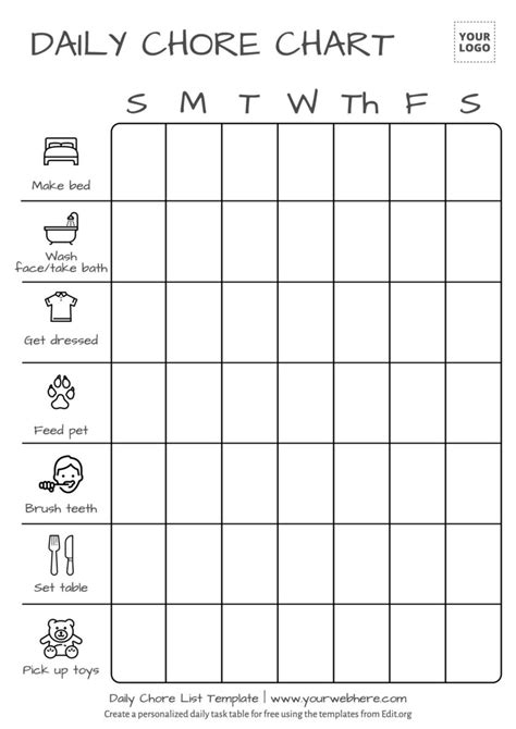 Printable Daily Chore Charts